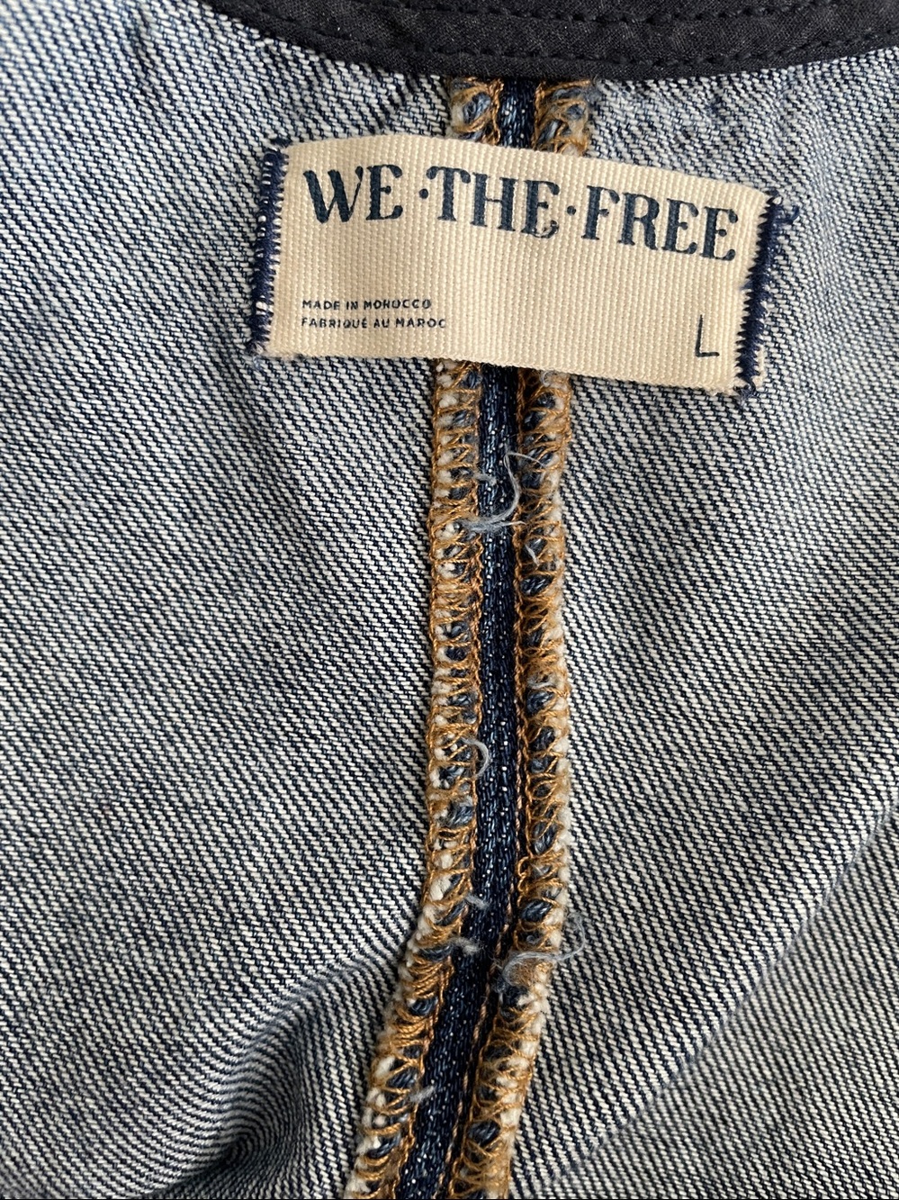 Free People We The Free High Roller denim overalls jumpsuit pockets scoop neck L - Picture 9 of 11
